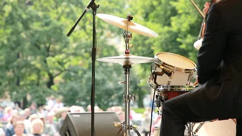 The drummer plays the instruments Stock Footage 138122453