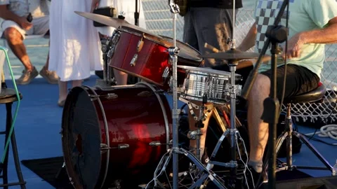 Drummer Plays Live Music on a Sunset Boat Tour in Key West, Florida Stock Footage 346920162