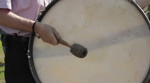 Drummer Plays On An Old Drum Stock Footage 63524080