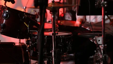 Drummer Plays In The Party. Close Up Stock Footage 123700351