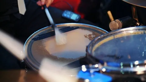 Drummer plays at the plate Stock Footage 73572516
