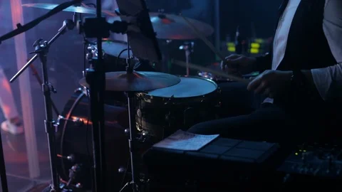 Drummer Plays In The Wedding Party Stock Footage 123700670