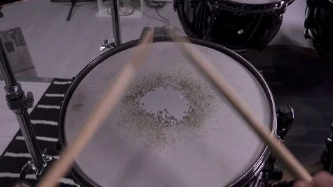 Drummer Point of View, Playing Snare Drums Stockbeeldmateriaal 81830492