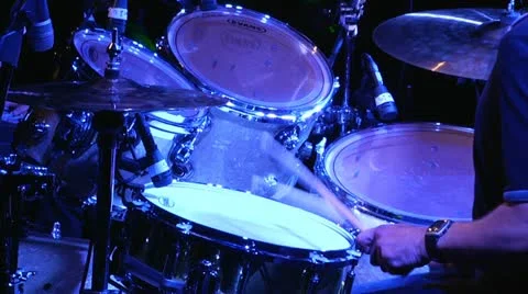 Drummer Pounding Drums at Rock &amp; Roll Concert 스톡 동영상 11440679
