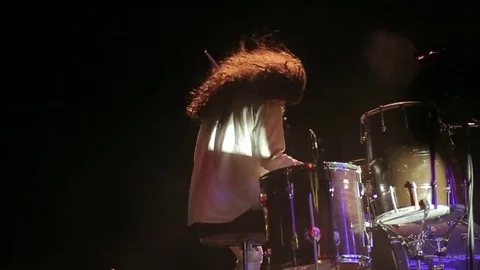 Drummer shot from the back in slow motion Video stock 77044634