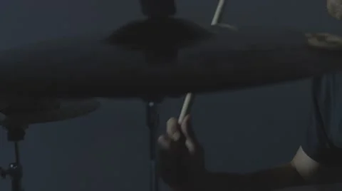 Drummer in Slow Motion Log Stock Footage 54046967