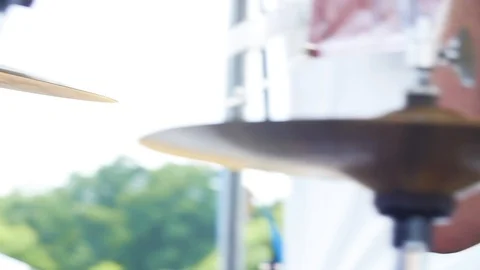 Drummer Slow Motion Pull Focus Stock Footage 93003788