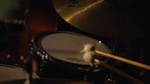 Drummer Sound Checking Snare Drum Before Performance Stock Footage 333351028