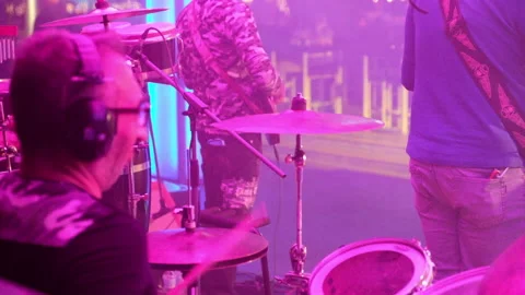 Drummer on stage Stock Footage 155796187
