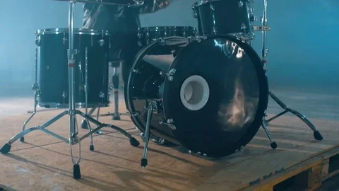 Drummer taking a break and continues playing Stock Footage 75155676