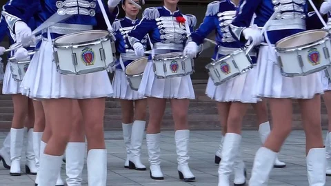 The drummers are rebuilt into columns. Stock Footage 76316767