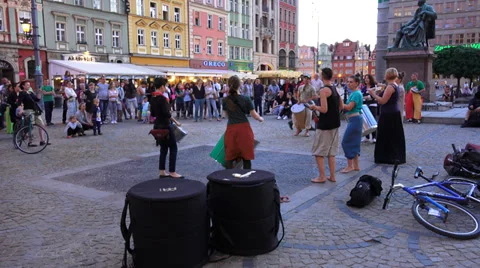 Drummers in city Stock Footage 39618548