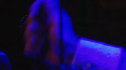 Drummer's hand in dark blue light, (fast play) Видео 7746445