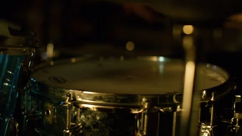 Drummers hand playing drum set in the studio Stock Footage 108926327