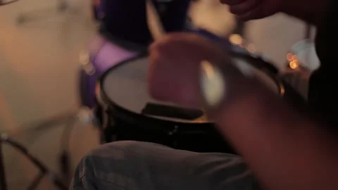 A Drummer's Hands Are A Blur Of Motion During An Energetic Performance. Musician Stock Footage 323365227
