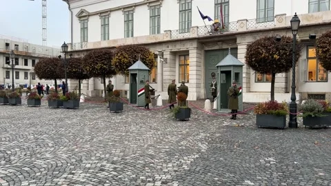 Drumming and marching of the castle guard in Budapest, Hungary 库存影片 228644667