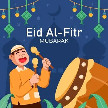 Drumming On Eid Al Fitr Stock Illustration