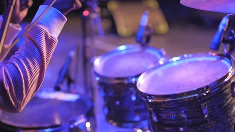 Drumming Live Show Slow Motion v3 Stock Footage 87660046