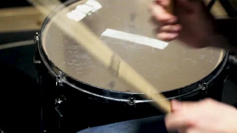Drumming musician close up Stock Footage 301596943