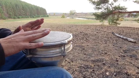 Drumming at the picturesque edge of the forest Stock-Footage 162614225