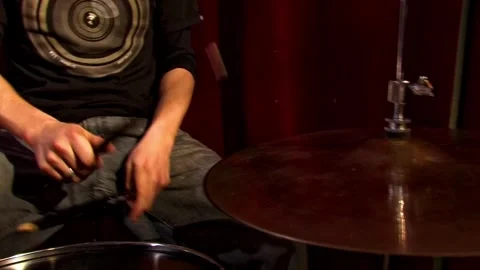 Drumming techniques showcased up close Stock Footage 300114337