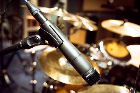 Drums and mic Stock Photos