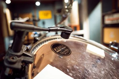 Drums and mic Stock Photos