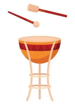 Drums and percussion vector flat illustrations isolated over white background Illustrazione stock
