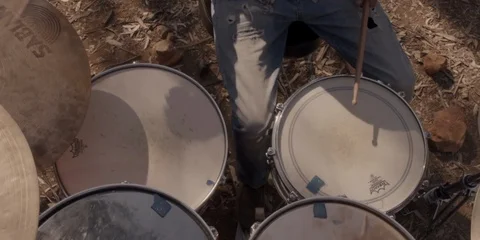 Drums Birds Eye View 스톡 동영상 124001313