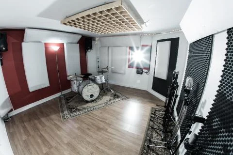 Drums in a Recording Studio Stock Photos