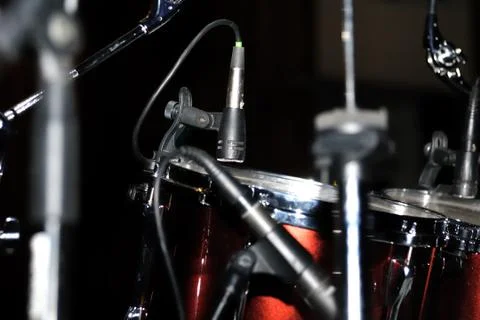 Drums set. dark scene. Stock Photos