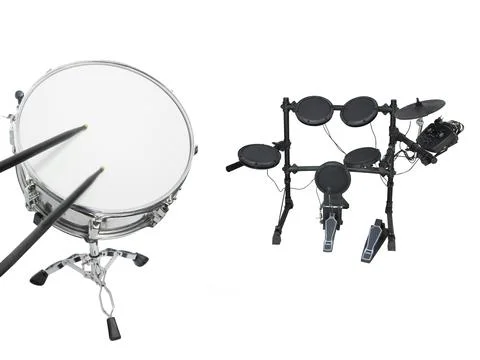 Drums set isolated under the white background Stock Photos