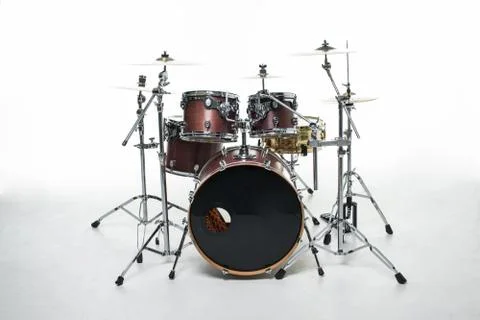 Drums set isolated on the white background. Stock Photos