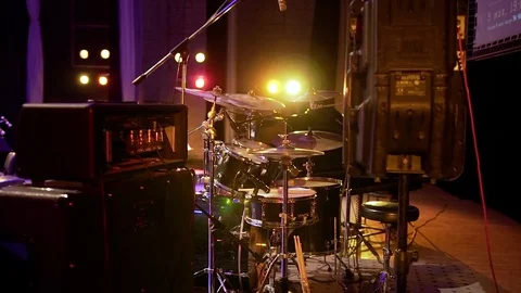 Drums on stage Stock Footage 75339364
