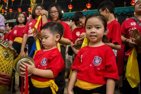 Drums team preparing during CNY. Stock Photos