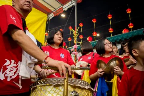 Drums team preparing during CNY. Stock Photos