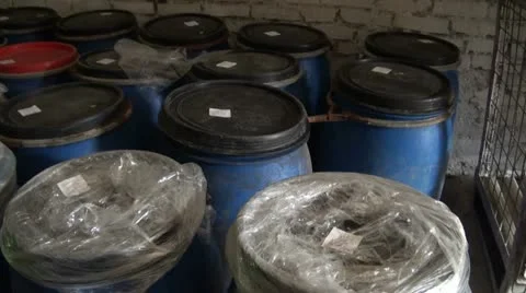 Drums in the warehouse. Stock Footage 20999488