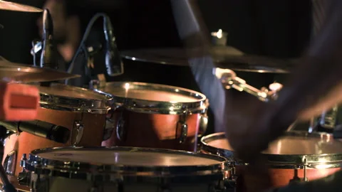 Drumset Drummer playing Fill rock light | 4K Stock Footage 157811822