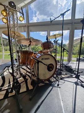 Drumset in the mountains Stock Photos