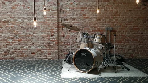 A Drumset On The Room On Standby Stock-Footage 154069443