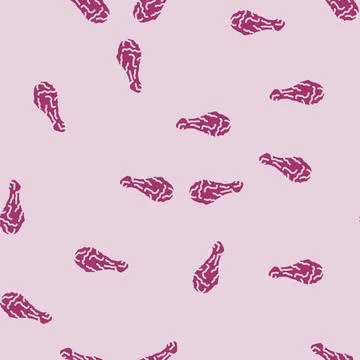 Drumstick chicken fried glyph seamless pattern Stock Illustration