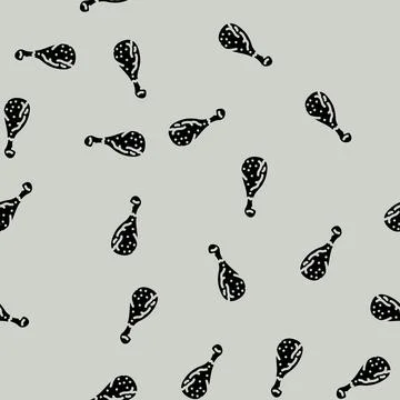 Drumstick chicken fried glyph vector seamless pattern Illustrazione stock