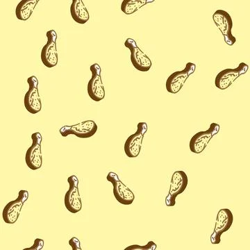 Drumstick chicken fried isometric icon seamless pattern Stock Illustration