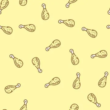 Drumstick chicken fried vector seamless pattern Illustrazione stock