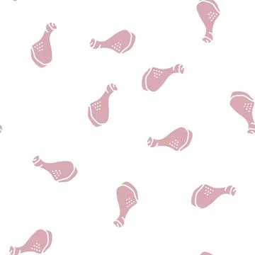 Drumstick chicken glyph seamless pattern Stock Illustration