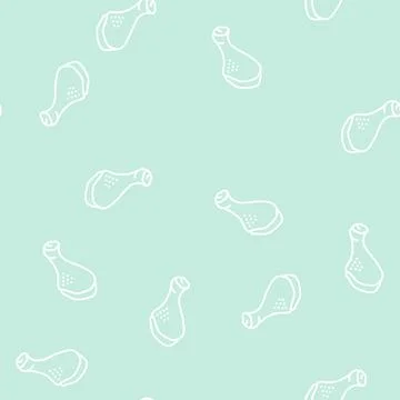 Drumstick chicken line seamless pattern Stock Illustration