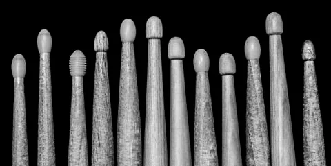 Drumsticks on a black background. Stock-Fotos
