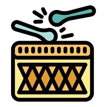 Drumsticks hitting drum making music, a vibrant illustration Stock Illustration