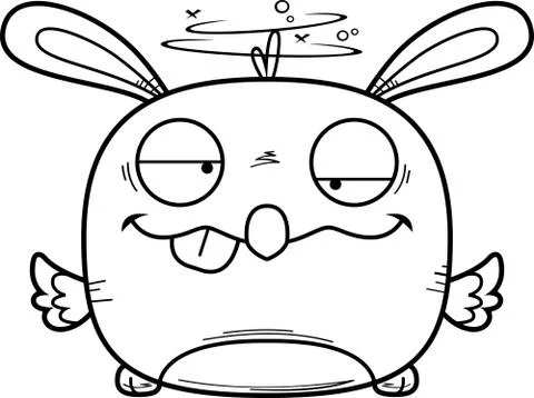 Drunk Cartoon Easter Bunny Chick Illustrazione stock