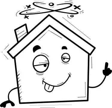 Drunk Cartoon House Stock Illustration
